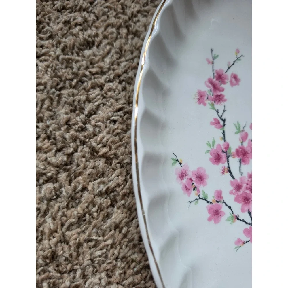 WS‎ George Bolero Oval Serving Platter Pink Cherry Blossom 22K Gold Trim Vintage